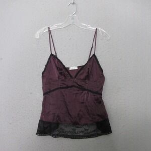 Vintage Etam Cami Top Purple Silk Lace Adjustable Whimsogoth Y2K Fairy Coquette